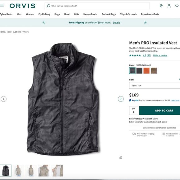 Orvis Pro Insulated Vest Men's Medium - Picture 4 of 4